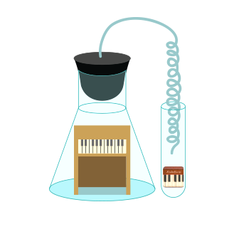 Toy piano inside a test tube